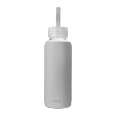 MINISO GLASS BOTTLE WITH SILICONE COVER 300ML(GRAY) 2010923512106 GLASS WATER BOTTLE