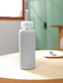 MINISO GLASS BOTTLE WITH SILICONE COVER 300ML(GRAY) 2010923512106 GLASS WATER BOTTLE-2