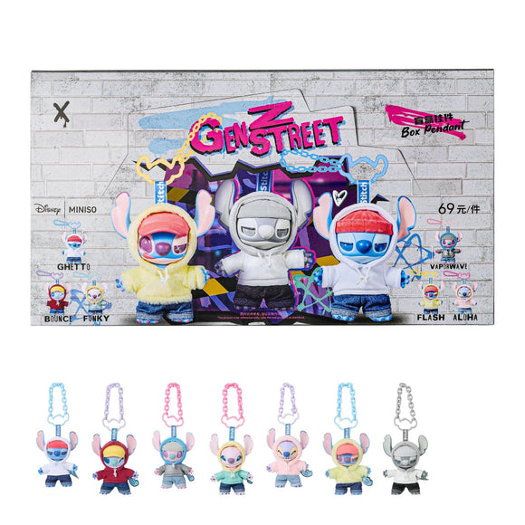 MINISO DISNEY STITCH GENZ STREET COLLECTION VINYL PLUSH PENDANT SURPRISE BOX 2023847510103 IP PLUSH