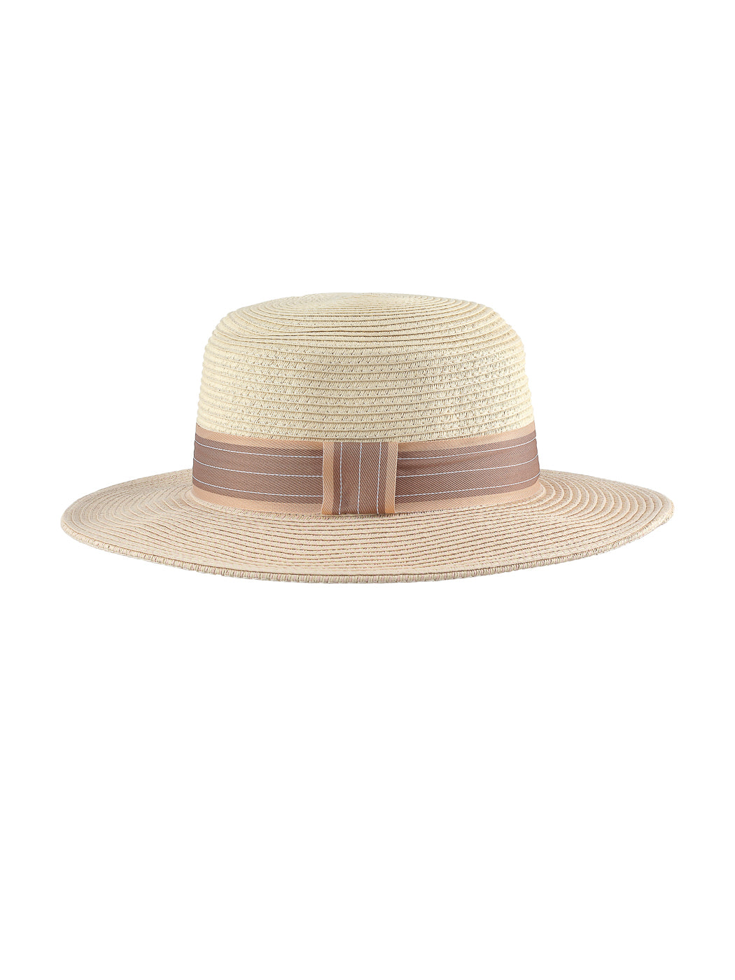 MINISO BRITISH STYLE BICOLOR STRAW HAT WITH FLAT TOP ( PINK ) 2010116810101 FASHIONABLE HAT-1