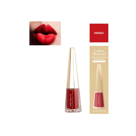 MINISO GOLDEN DIAMOND MATTE LIP GLOSS(03 CLASSIC RED) 2027634110101 LIQUID LIPSTICK