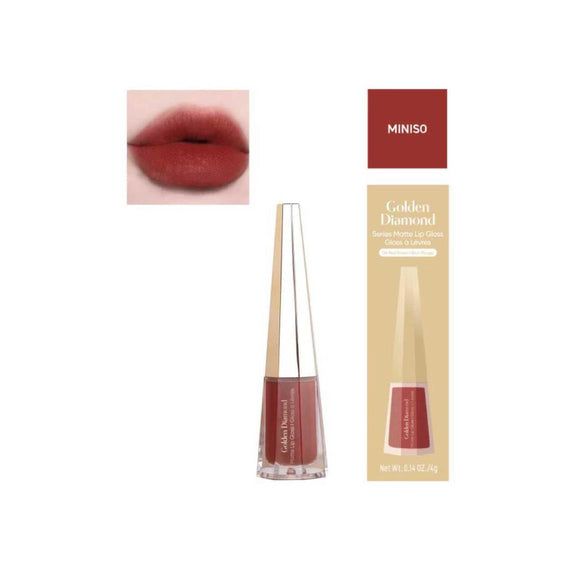 MINISO GOLDEN DIAMOND MATTE LIP GLOSS(04 RED BROWN) 2027634113102 LIQUID LIPSTICK