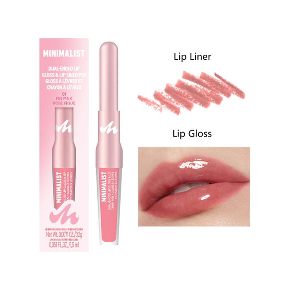 MINISO MINIMALIST DUAL-ENDED LIP GLOSS & LIP LINER PEN(01 FIG PINK) 2028344212109 LIQUID LIPSTICK