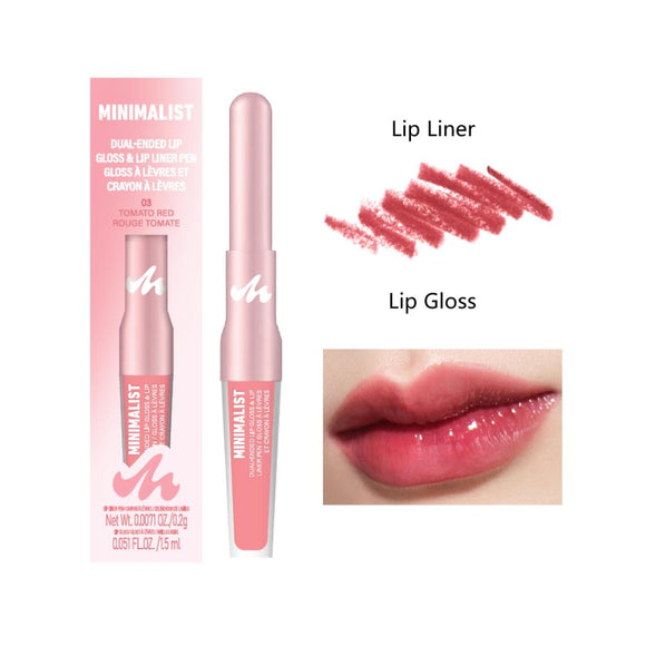 MINISO MINIMALIST DUAL-ENDED LIP GLOSS & LIP LINER PEN(03 TOMATO RED) 2028344210105 LIQUID LIPSTICK