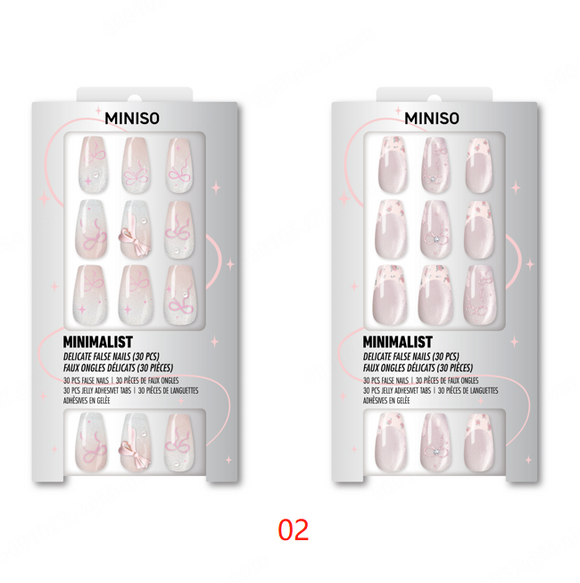 MINISO SPARKLE SERIES FALSE NAILS WITH JELLY ADHESIVE TABS(02) 2026990111104