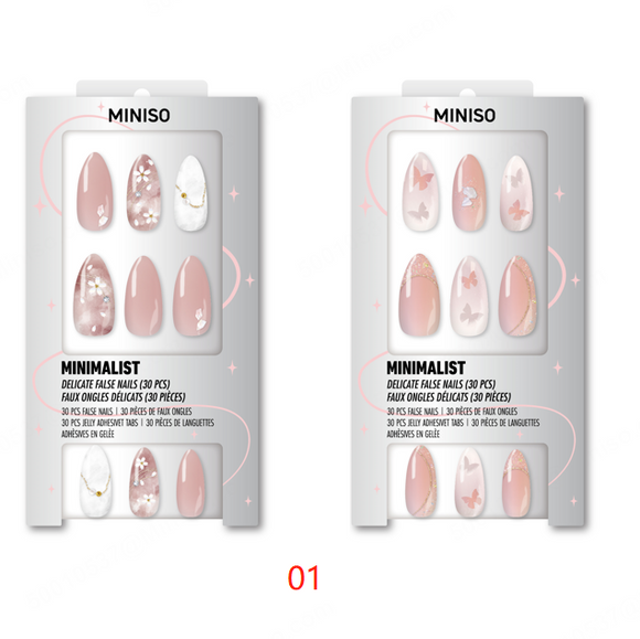 MINISO SPARKLE SERIES FALSE NAILS WITH JELLY ADHESIVE TABS(01) 2026990112101