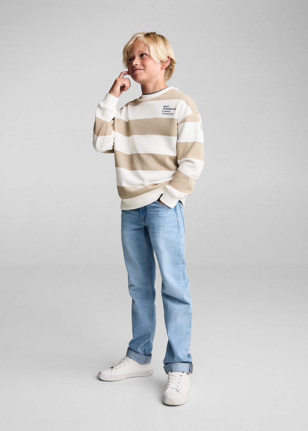 MANGO STRIPES7 77042922-07 MANGO KIDS BOY SWEATSHIRT