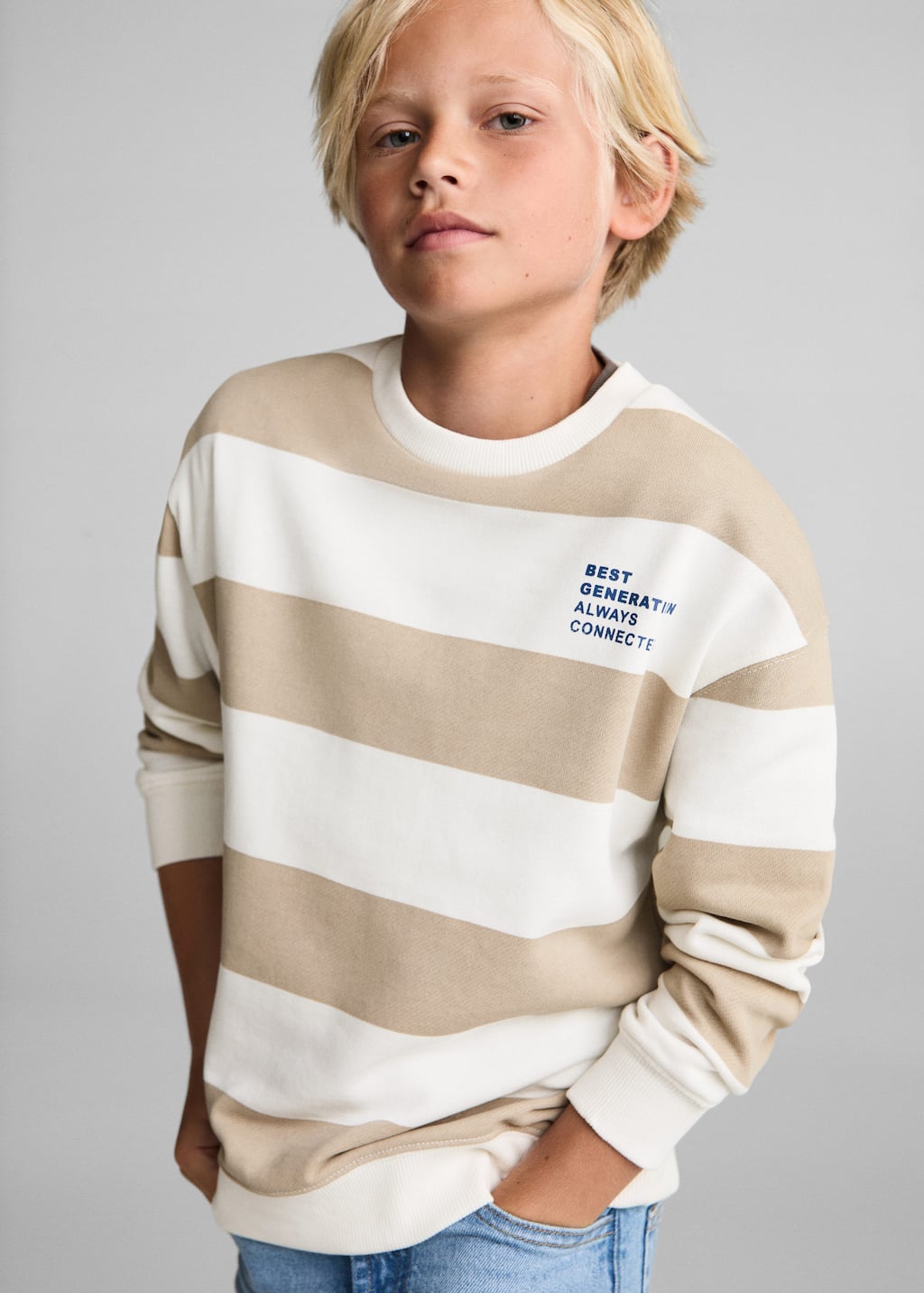 MANGO STRIPES7 77042922-07 MANGO KIDS BOY SWEATSHIRT