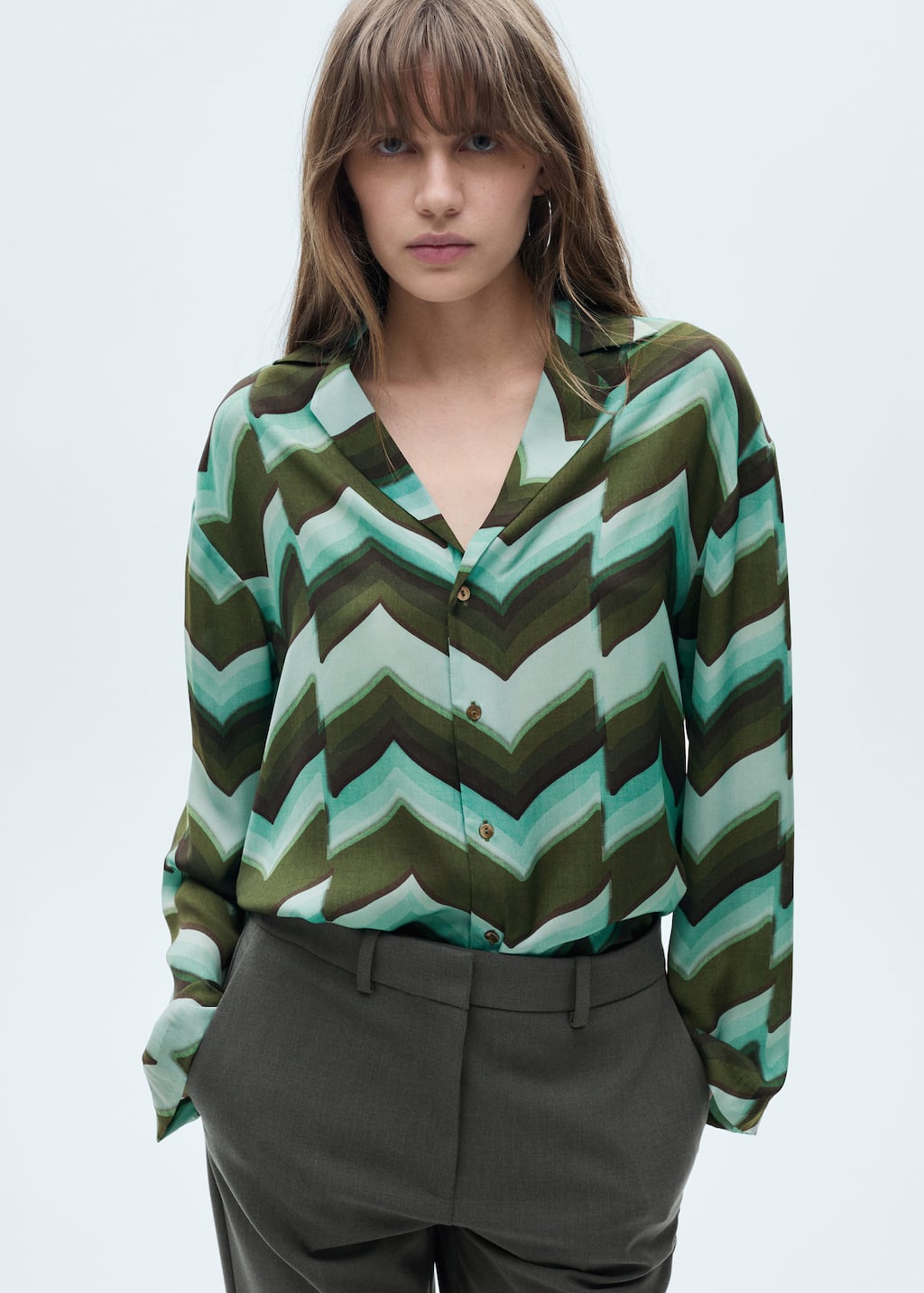 MANGO ZIGZAG-A 77076355-43 MANGO WOMEN SHIRT LONG SLEEVE