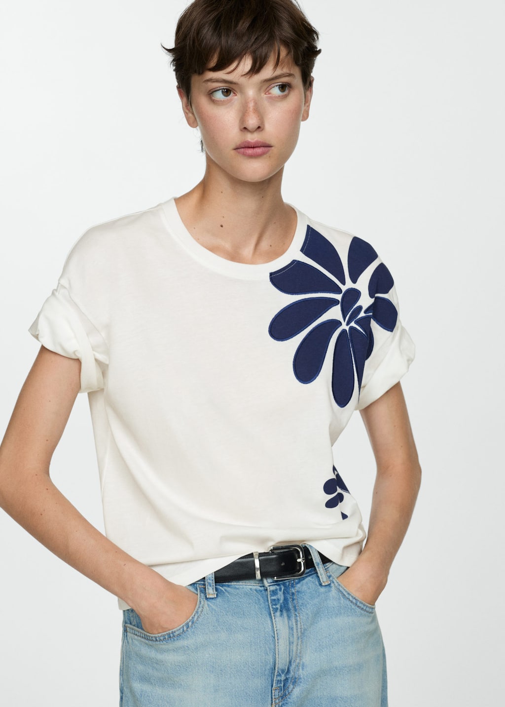 MANGO FLORA-H 77084053-56 MANGO WOMEN T-SHIRT SHORT SLEEVE