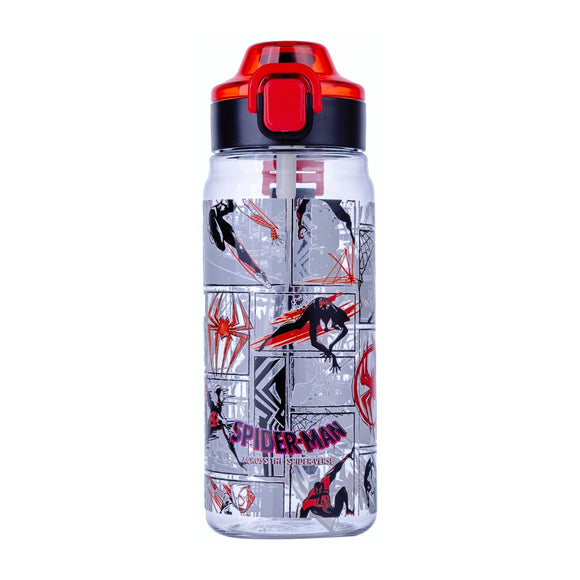 MINISO MARVEL SPIDER-MAN COLLECTION PLASTIC BOTTLE WITH POP-UP LID AND STRAW 780ML 2031795210105 PLASTIC WATER BOTTLE