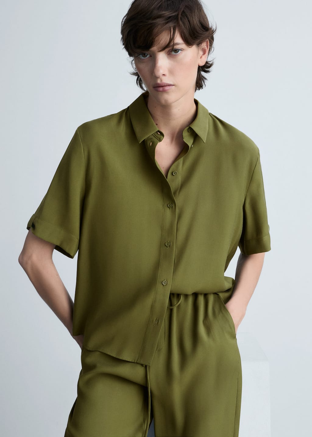 MANGO BOS-W 87010592-37 MANGO WOMEN SHIRT SHORT SLEEVE