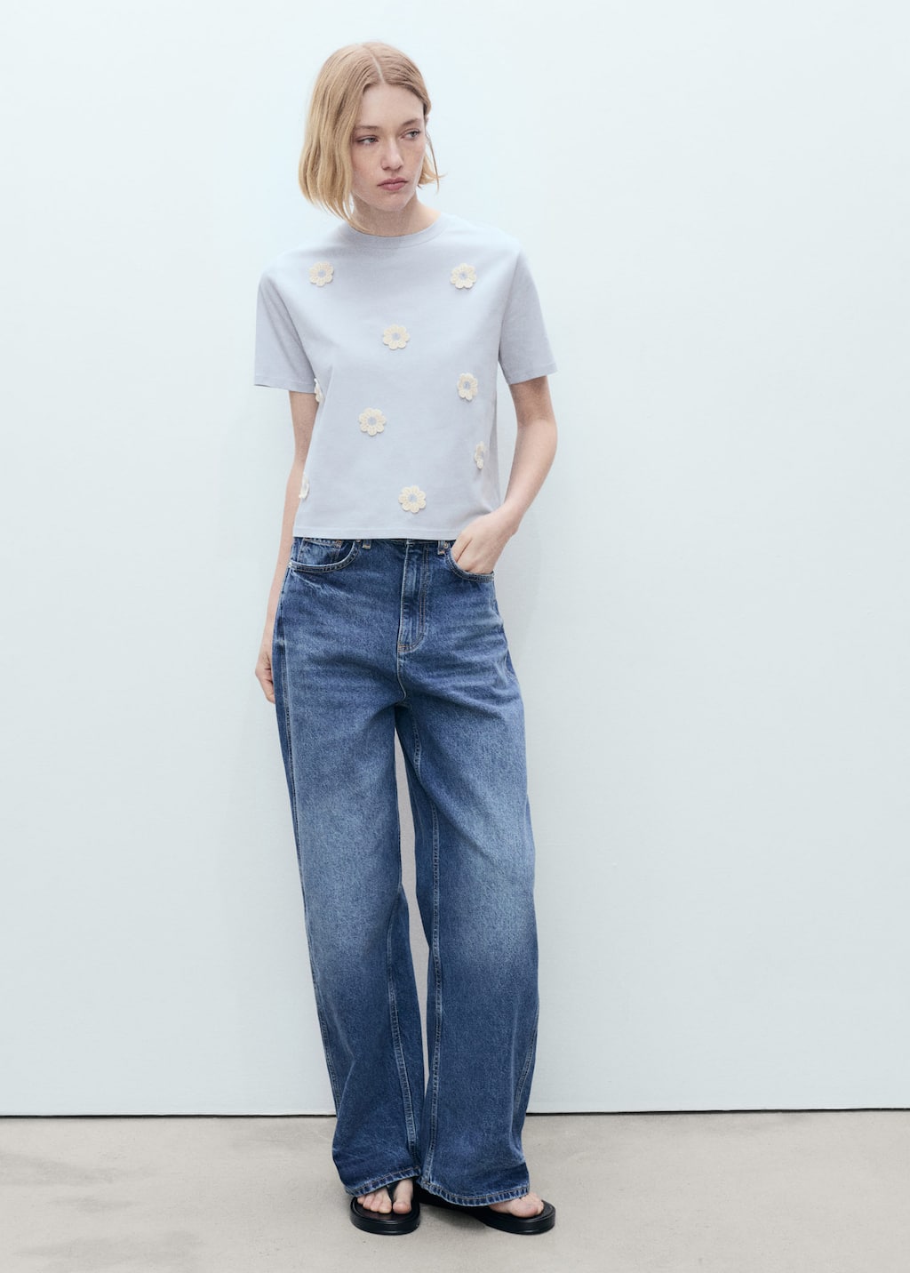 MANGO FLORI 87057179-52 MANGO WOMEN T-SHIRT SHORT SLEEVE