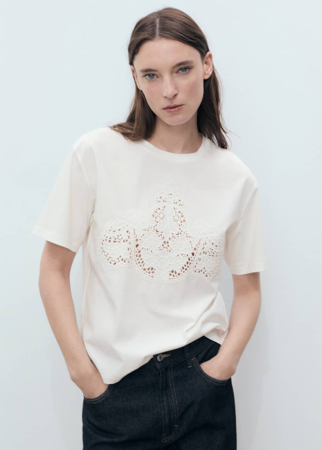 MANGO HEN 87059213-01 MANGO WOMEN T-SHIRT SHORT SLEEVE