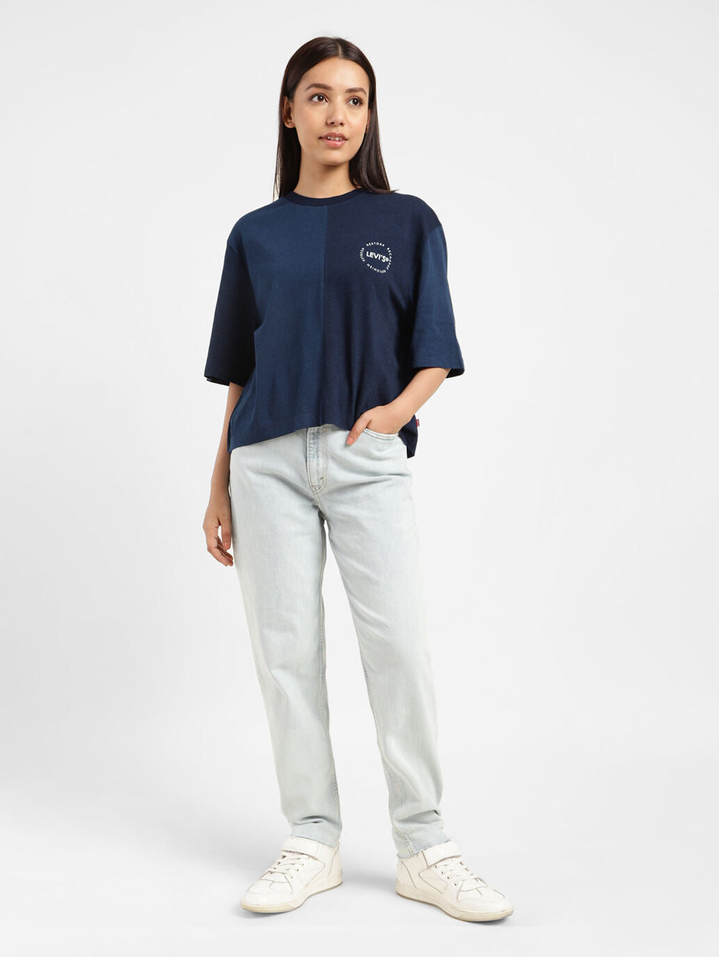 LEVIS CF CUT & SEW INDIGO COLORBLOCKED SAMY A5078-0000 T-SHIRT SHORT SLEEVE (W)