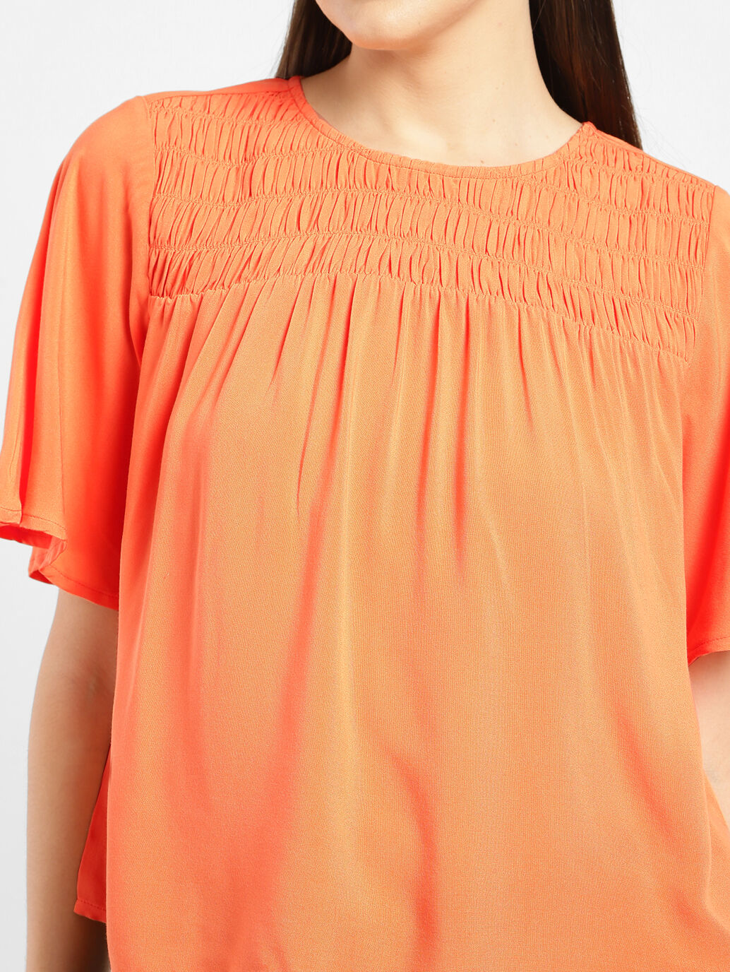LEVIS KELLYANNE SMOCKED YOKE A5133-0001 FASHION TOP SHORT SLEEVE (W)