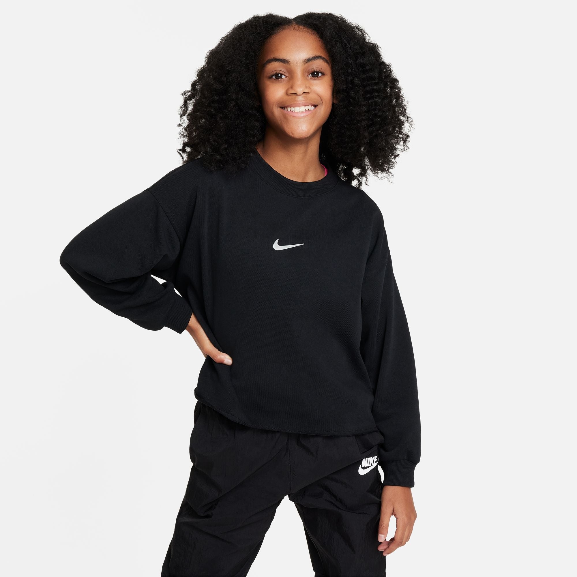 NIKE G NSW Dri-FIT FLC CREW DANCE FN8652-010 TOP LONG SLEEVE TRAINING (YG)