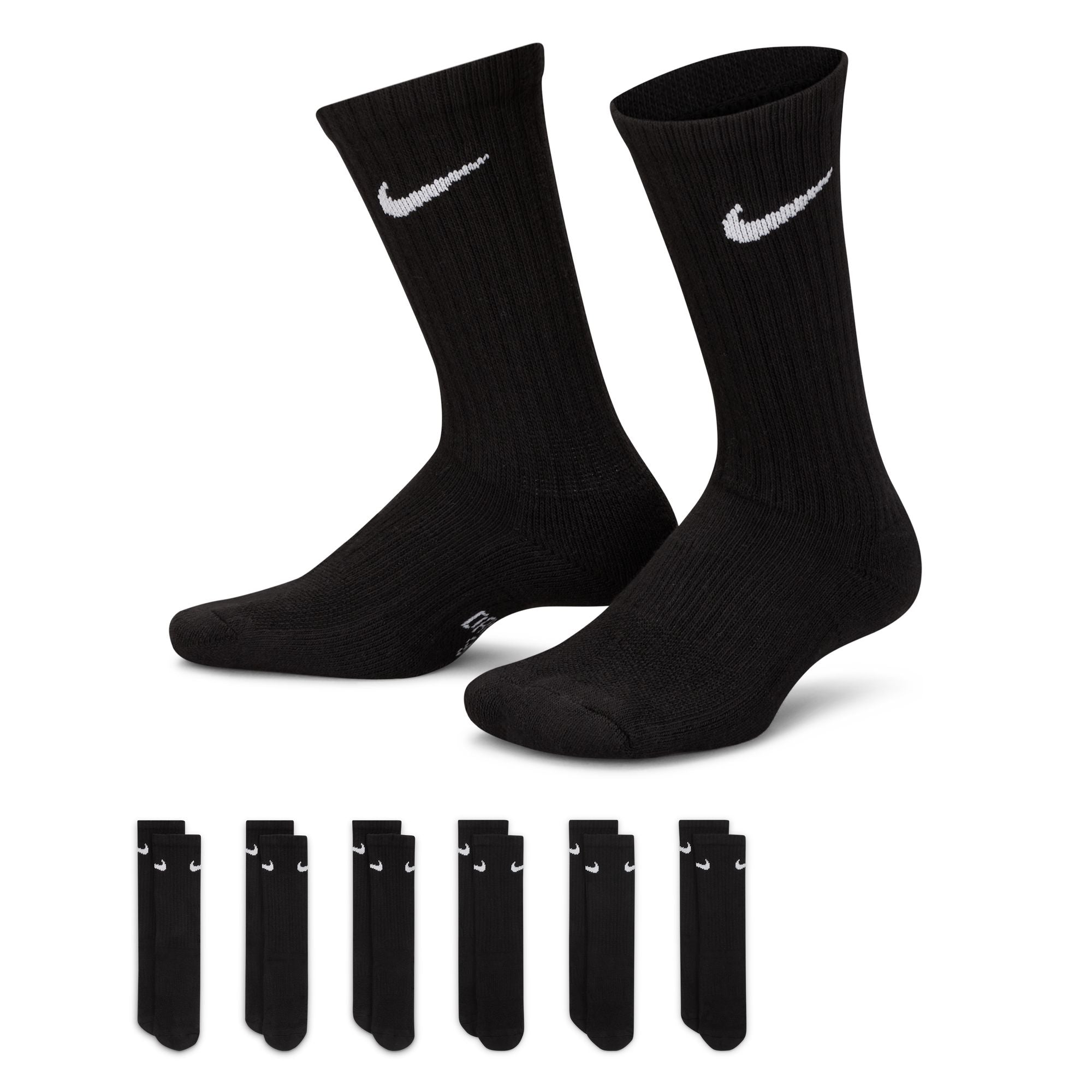 NIKE Y NK EVERYDAY CUSH CREW 6PR SX6910-010 SOCKS CREW CASUAL (Y)