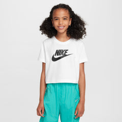 NIKE G NSW TEE CROP FUTURA HBR FZ5548-100 T-SHIRT SHORT SLEEVE (YG)