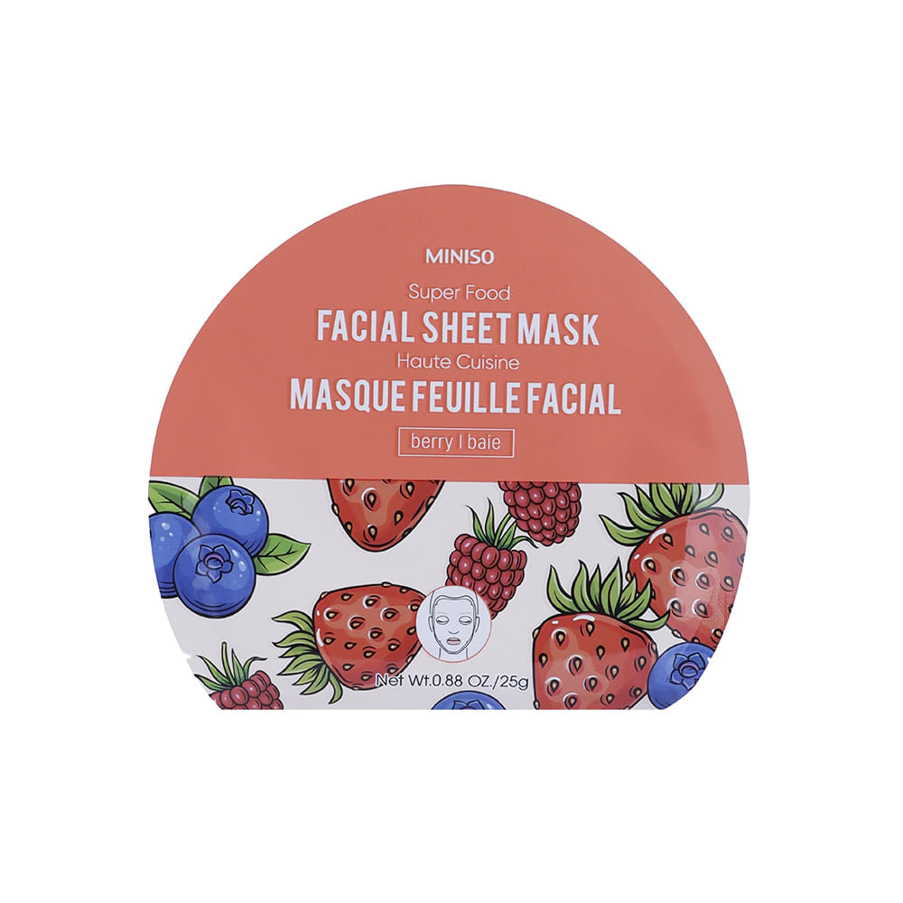 MINISO SUPER FOOD FACIAL SHEET MASK(BERRY) 2014143914108 FACIAL MASK S ...