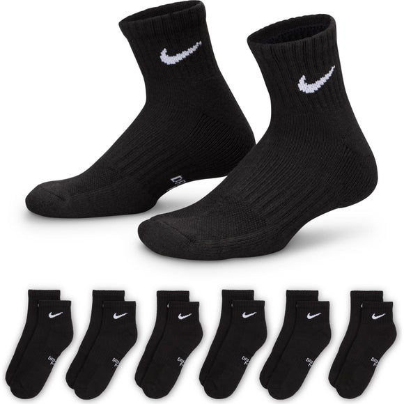 NIKE Y NK EVERYDAY CUSHIONED ANKLE 6PR 108 SX6912-010 SOCKS CREW CASUAL (Y)