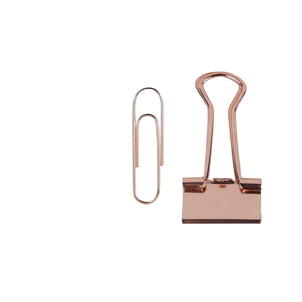 MINISO ROSE GOLD SERIES PAPER CLIPS & BINDER CLIPS SET 2015285610101 STATIONERY & GIFT