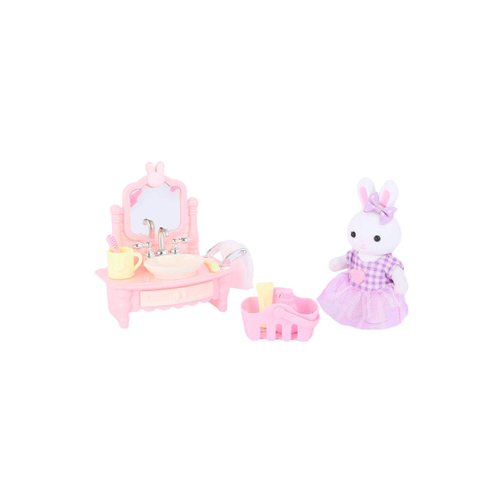 MINISO ROLE PLAY SERIES BUNNY WASHSTAND SET 2016813310104 PLASTIC TOYS