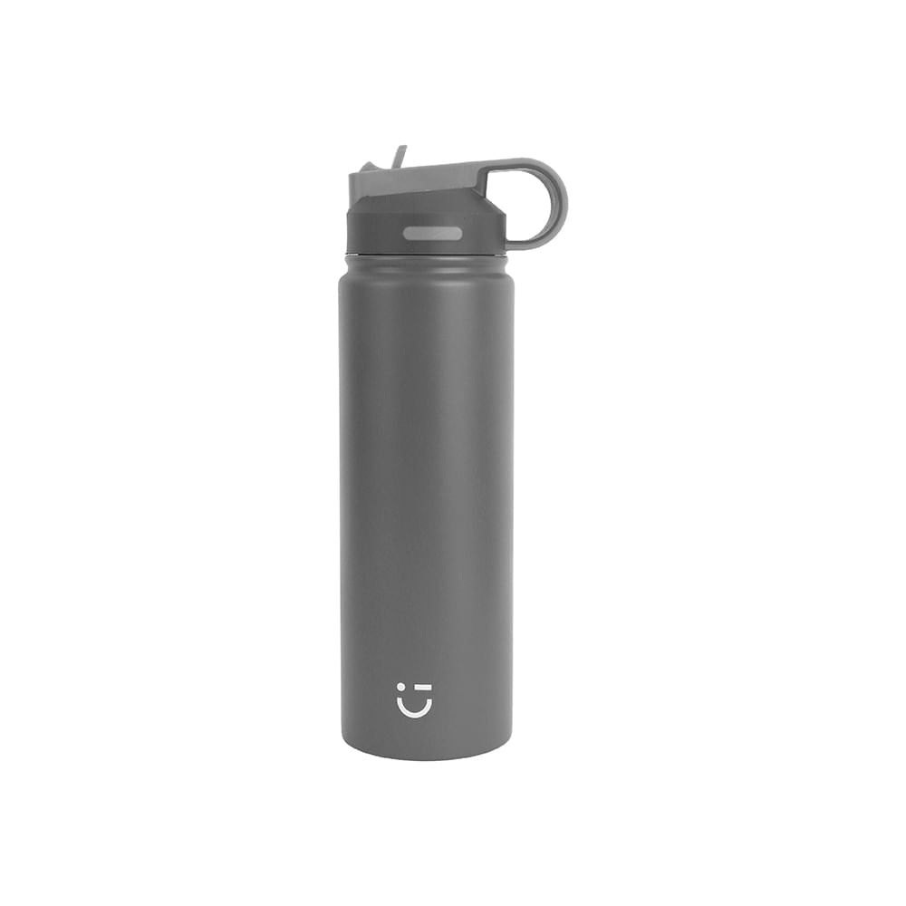 MINISO SOLID COLOR STAINLESS STEEL BOTTLE WITH HANDLE AND STRAW LID ( 900ML ) ( GRAY ) 2015040915106 LIFE DEPARTMENT
