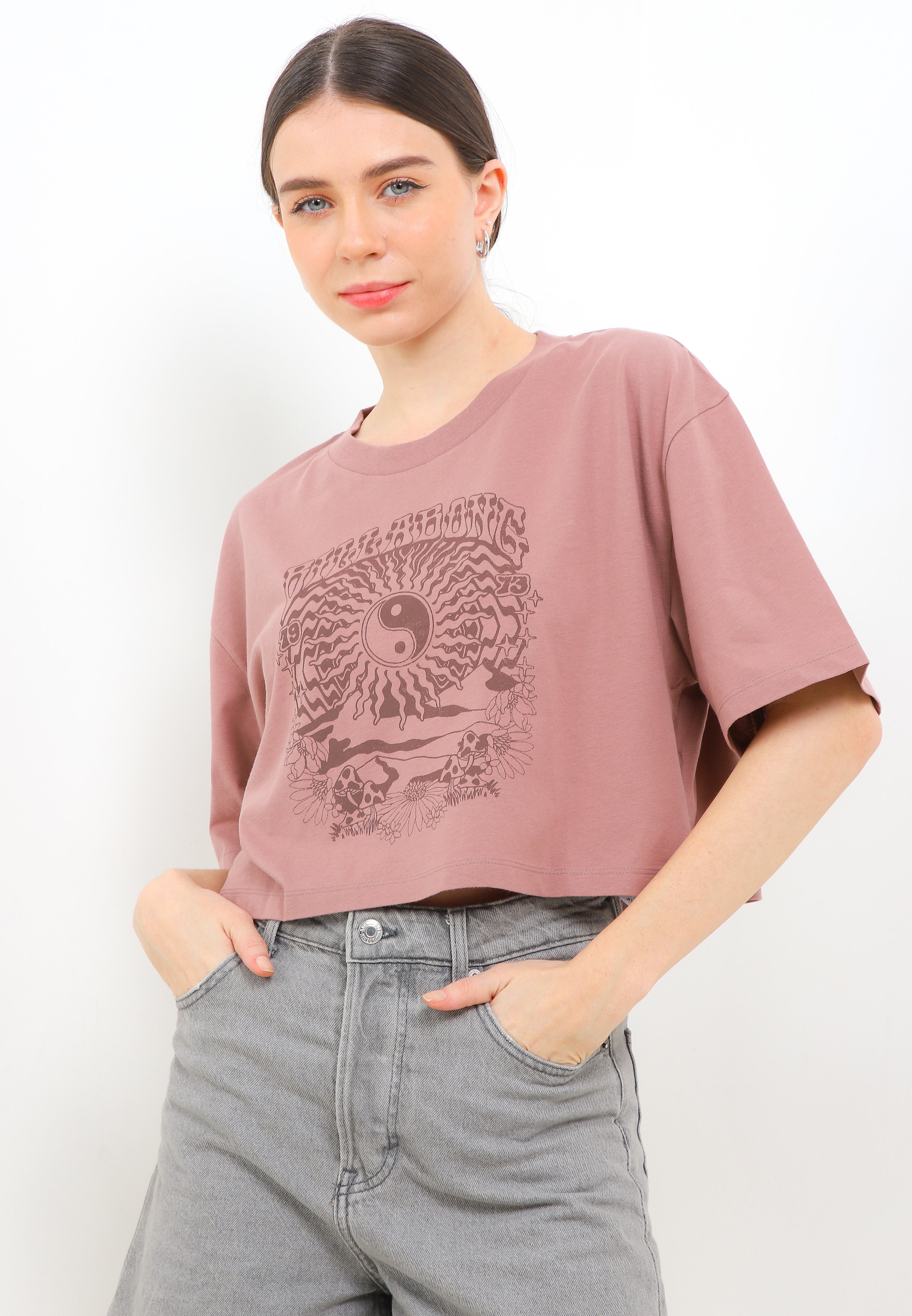 BILLABONG TWO TONE CROP TEE BBLOCW079-DTP T-SHIRT SHORT SLEEVE (W)