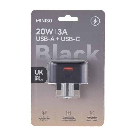 MINISO 20W A+C FAST CHARGER (UK) MODEL: ST750(BLACK) 2023688310108 CHARGER
