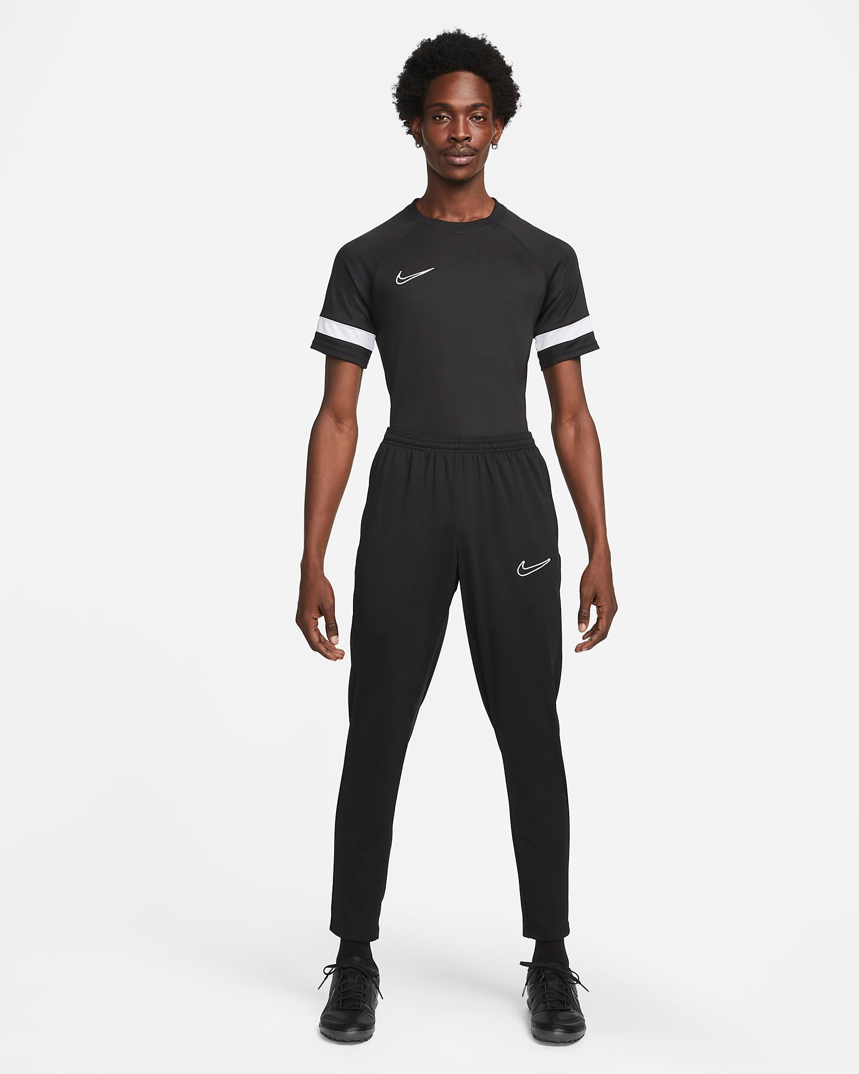 Nike Pro Men' Black/White Dri-FIT 3/4 Fitness Pockets Tights (FB7950-010)  Size M
