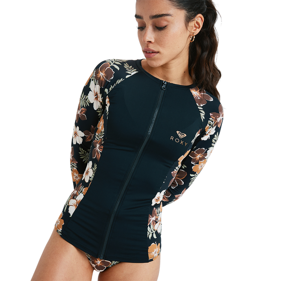 ROXY FULL ZIPPED MIX ERJWR03890-CMD7 RASH GUARD LONG SLEEVE (W)