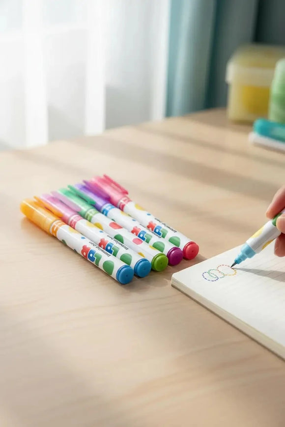 MINISO POLKA DOT SERIES CURVE HIGHLIGHTER PEN SET (6 COLORS) 2028710610102
