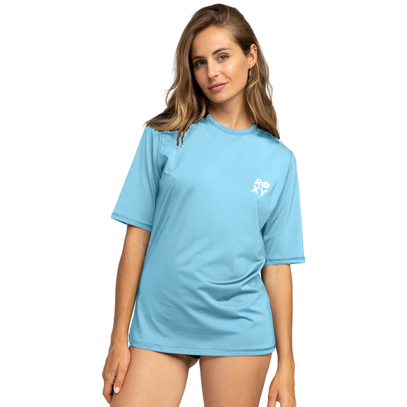 ROXY HAPPY WAVES  URJWR03241-SKB RASH GUARD SHORT SLEEVE (W)