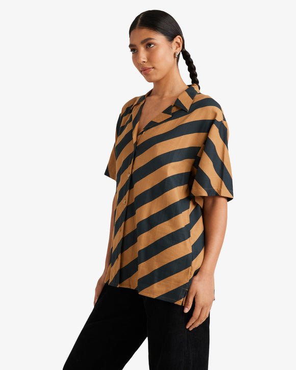 RVCA MILSPEC STRIPE UVJWT00156-CAM SHIRT SHORT SLEEVE (W)
