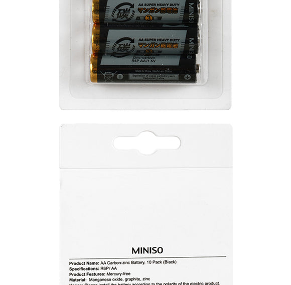 MINISO AA CARBON-ZINC BATTERY, 10 PACK(BLACK) 0100026981 BATTERY