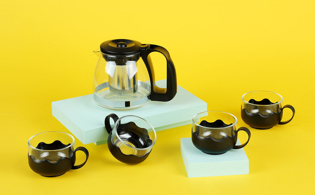 MINISO SIMPLE 4+1 TEA SET ( BLACK ) 0100040251 TEA SET