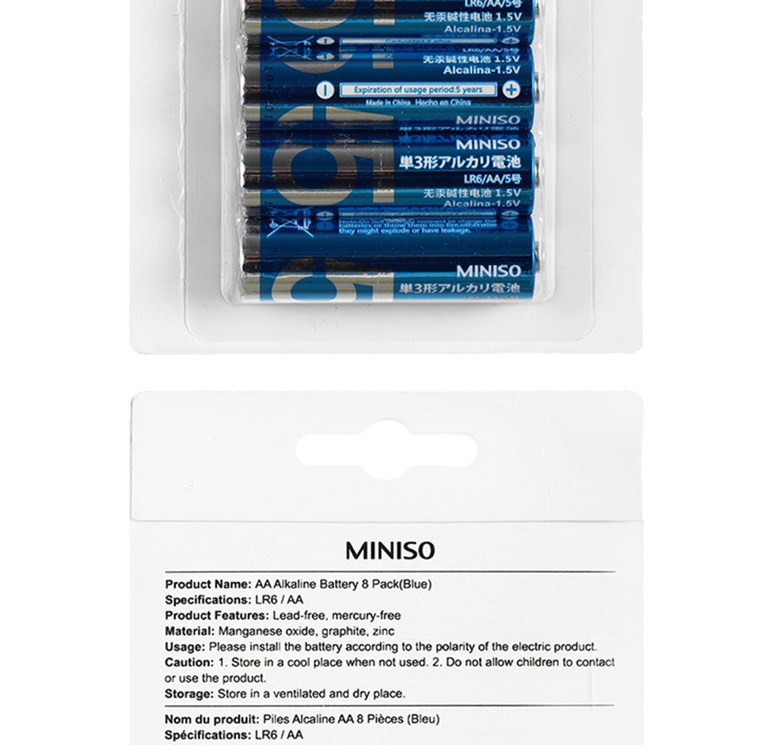 MINISO AA ALKALINE BATTERY 8 PACK(BLUE) 0500002001 BATTERY MINISO
