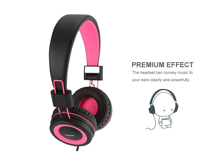 MINISO FOLDABLE HEAD PHONE  (PINK+BLACK) 0500007233 HEADPHONES