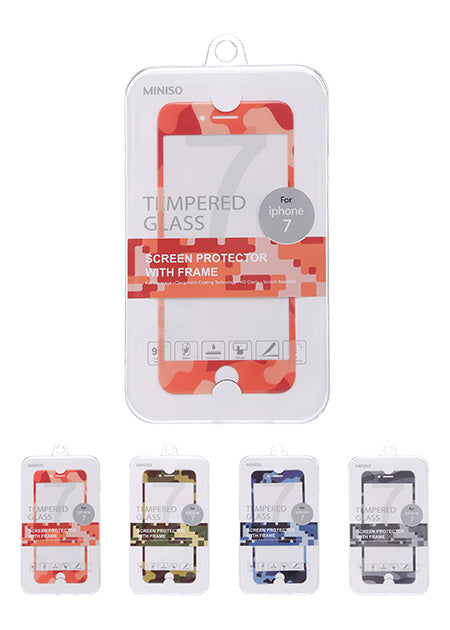 Miniso Camouflage - Tempered Glass Screen Protector with Frame for iPhone7 500018311