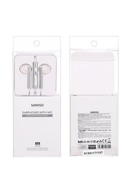 MINISO WIRE CONTROL IN-EAR EARPHONES WITH MIC(SILVER) MODEL:1318# 500021783