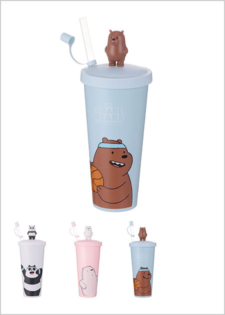 Miniso We Bare Bears- Water Bottle with Straw (Type A) 2006912810100