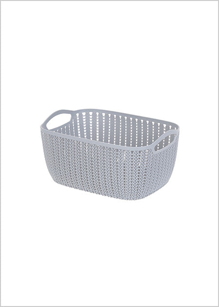 MINISO SMALL PLAITED RECTANGULAR STORAGE BUCKET ( DARK GREY ) 2006934811109