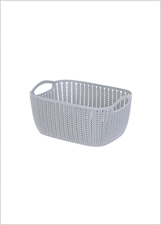 MINISO SMALL PLAITED RECTANGULAR STORAGE BUCKET ( DARK GREY ) 2006934811109