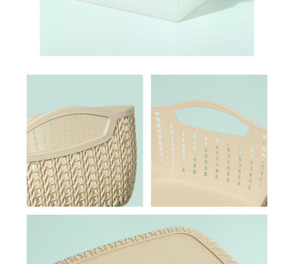 MINISO MEDIUM PLAITED RECTANGULAR STORAGE BUCKET ( KHAKI ) 2006935010105 SUNDRIES STORAGE