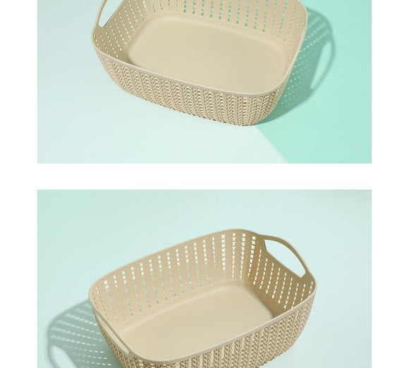 MINISO MEDIUM PLAITED RECTANGULAR STORAGE BUCKET ( KHAKI ) 2006935010105 SUNDRIES STORAGE