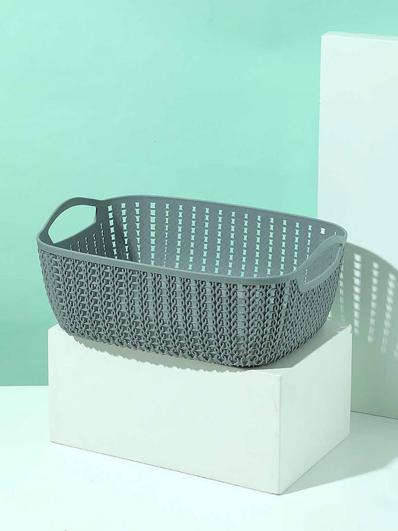 MINISO MEDIUM PLAITED RECTANGULAR STORAGE BUCKET ( DARK GREY ) 2006935011102 SUNDRIES STORAGE