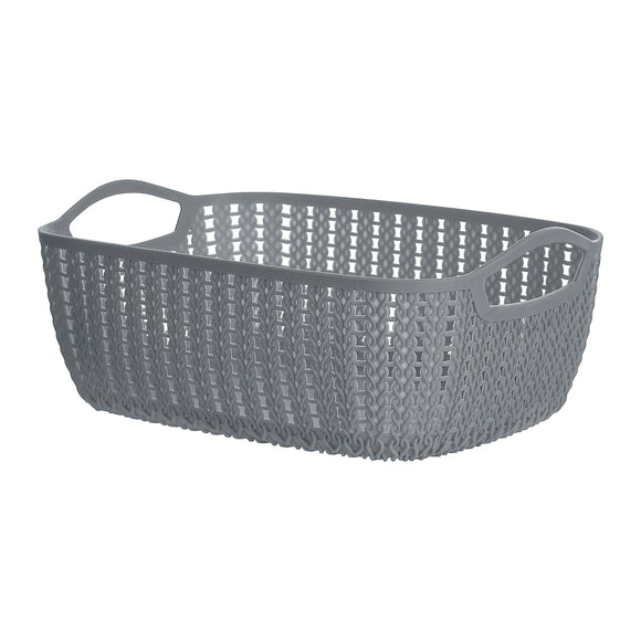 MINISO MEDIUM PLAITED RECTANGULAR STORAGE BUCKET ( DARK GREY ) 2006935011102 SUNDRIES STORAGE