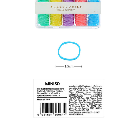 MINISO DISPOSABLE SMALL RUBBER BAND,150 ( ASSORTED ) 2007142810106 DISPOSABLE RUBBER BAND