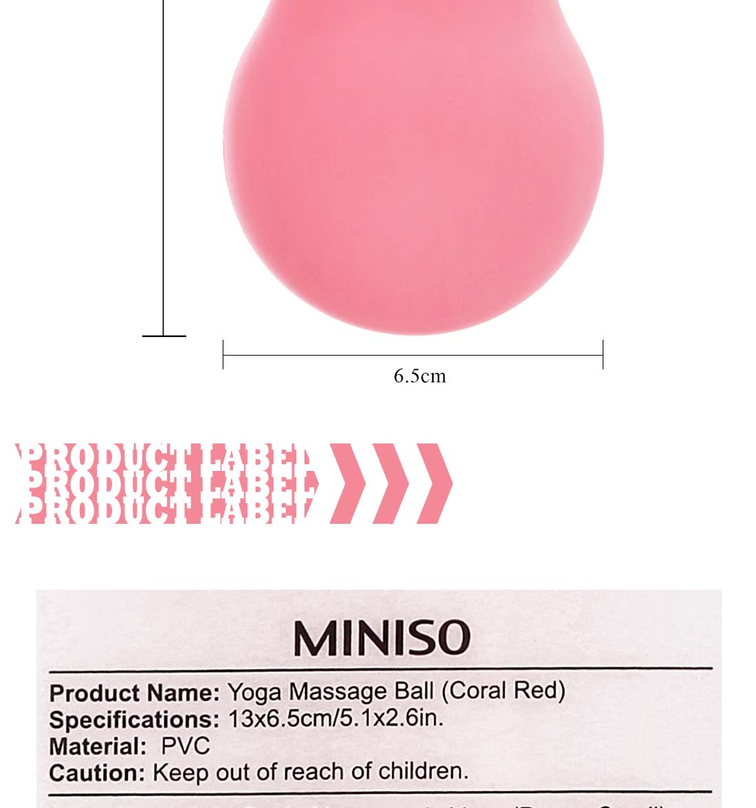 MINISO YOGA MASSAGE BALL,CORAL RED 2007186810100 YOGA ACCESSORIES